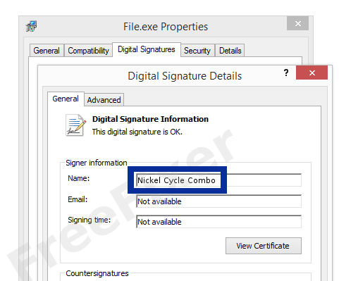Screenshot of the Nickel Cycle Combo certificate